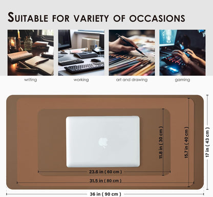 Dual-Sided Leather Desk Mat - Waterproof Desk Pad for Office and Home - Desk Organization Accessory - Large Mouse Pad and Desk Mat (Coffee and Dark Gold, 31.5" x 15.7")