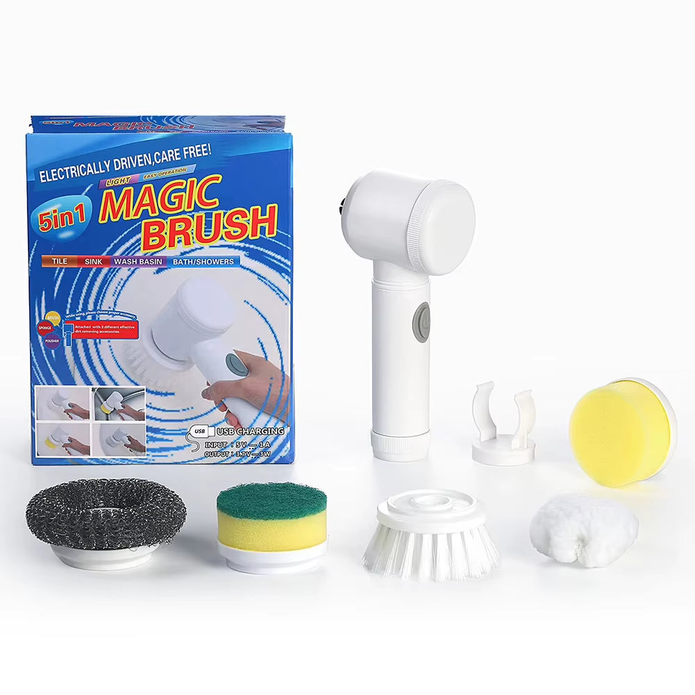 Electric Spin Scrubber with 5/3 Replaceable Brush Head USB Car Home Electric Rotary Scrubber Cordless Handheld Cleaning Brush