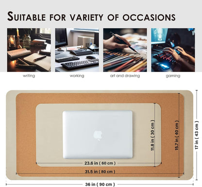 Cork Desk Mat - Reversible Desk Pad for Office and Home - Desk Organization and Accessories - Perfect for Large Mouse Pads and Desk Coverings (Champagne Gold, 31.5" x 15.7")