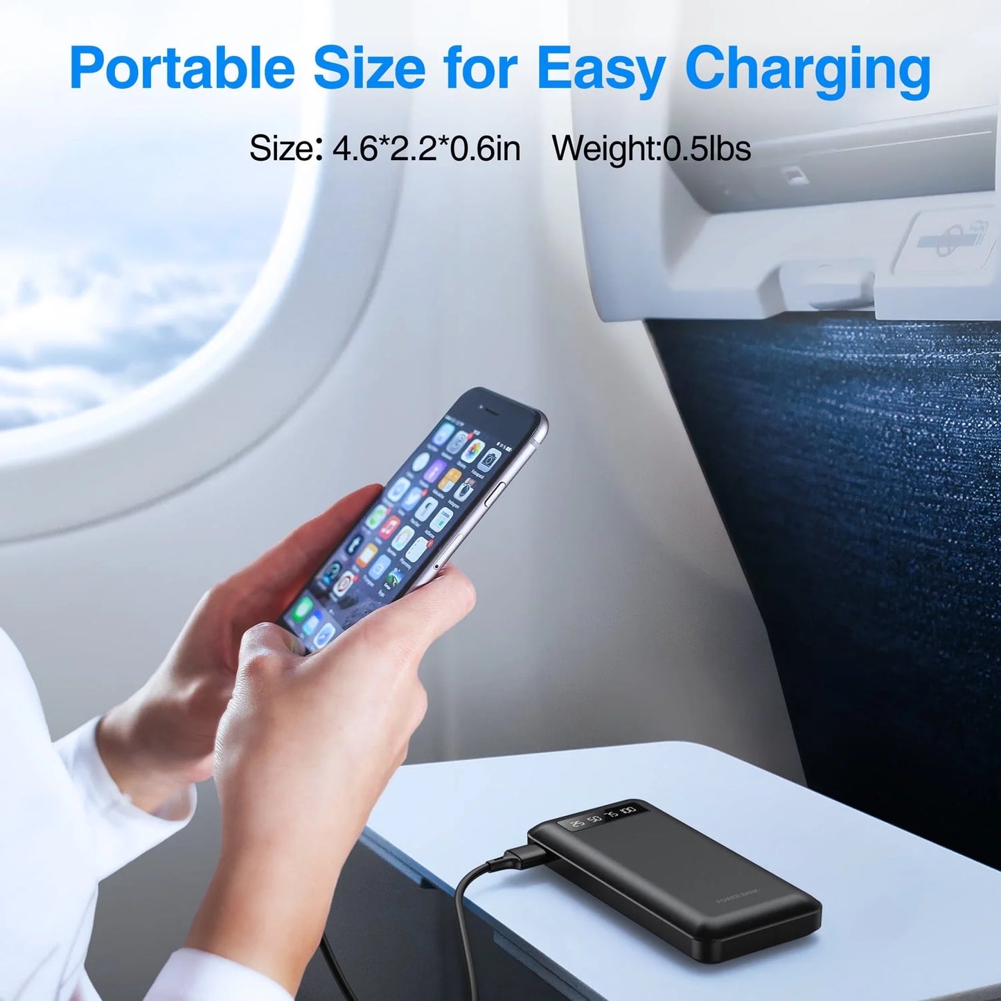 20000Mah Power Bank Portable Charger with Cables, USB Battery Pack Compatible with Iphone & Android Cell Phone