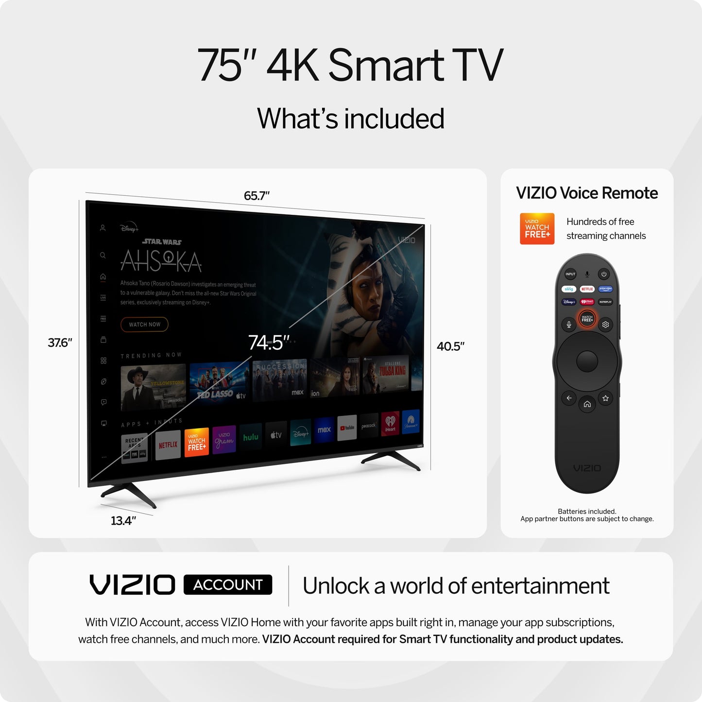 75” Class 4K UHD LED HDR Smart TV (New) V4K75M-08